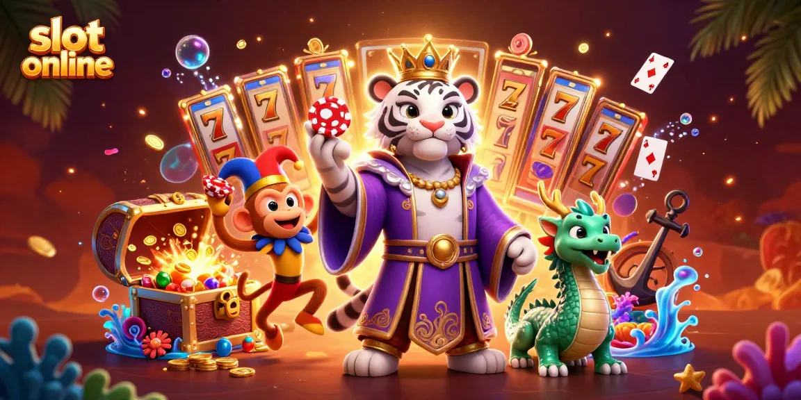 Experience the thrill of slot online gaming with our vibrant illustration of enchanting characters.