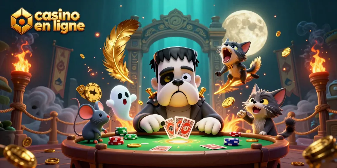 Un casino en ligne avec un bulldog Frankenstein, une souris fantôme et un chaton loup.