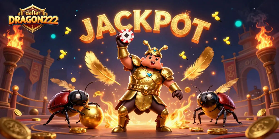 Play slots and win big at daftar DRAGON222 with vibrant casino theme illustration showcasing victory