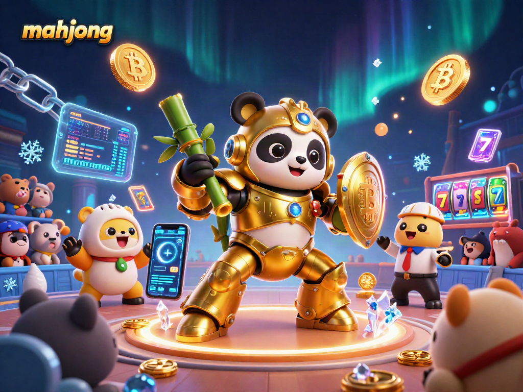 Engage in mahjong action as a golden panda battles in a dynamic 3D casino arena.