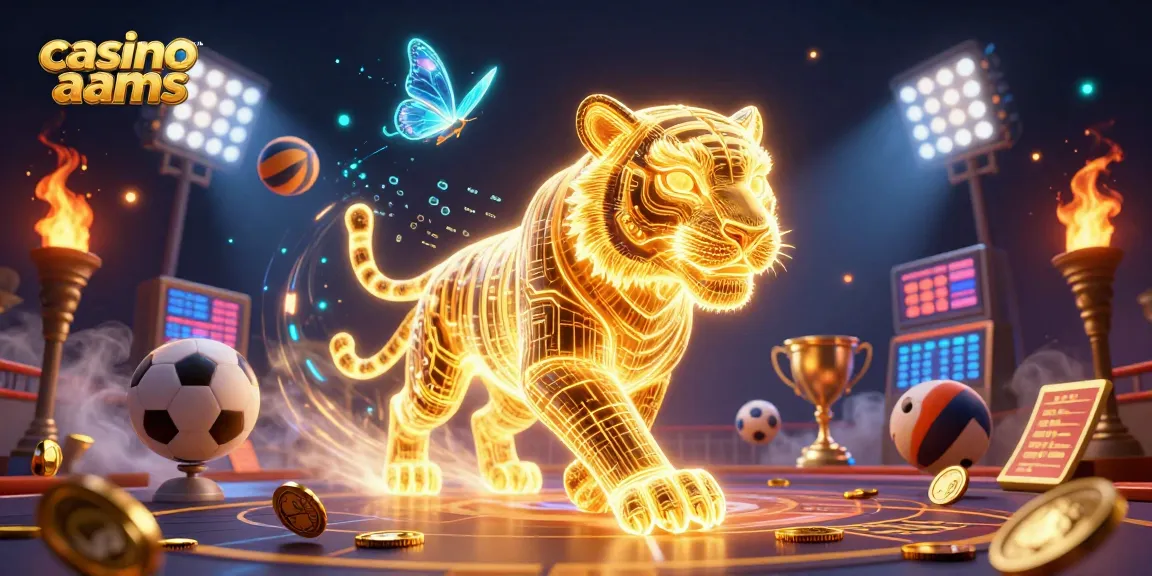 Casino non AAMS con un tigre dorato e dettagli in 3D nel paesaggio del casinò digitale.