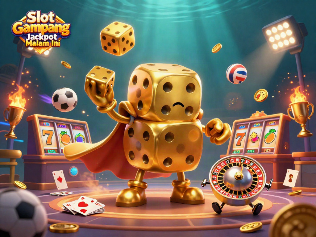 Mainkan Slot Gampang Jackpot Malam Ini dengan karakter menarik dadu dan elemen permainan kasino yang ikonik.