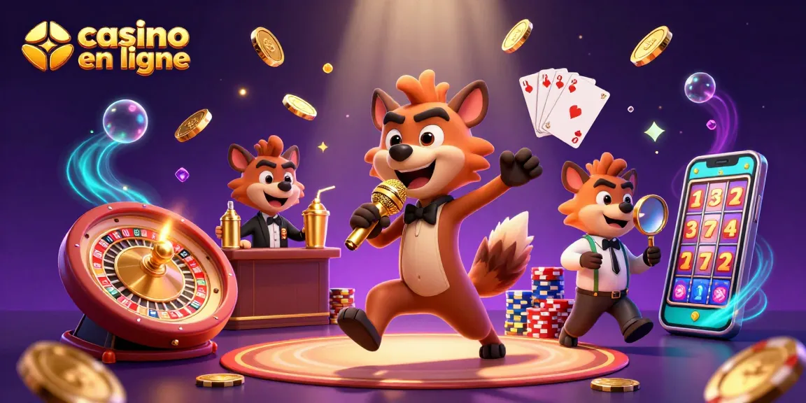 Vivez l'excitation du casino en ligne avec des hyènes animées et des éléments de jeu captivants.