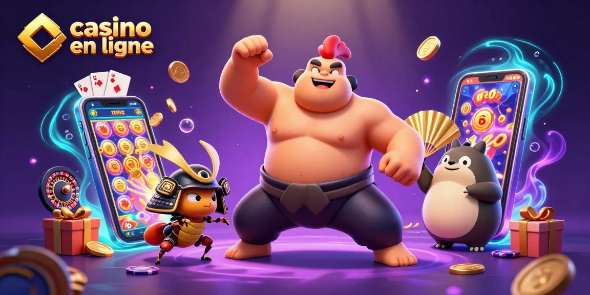 Casino en ligne : bataille entre un coq sumo et un criquet samouraï sur un fond magique