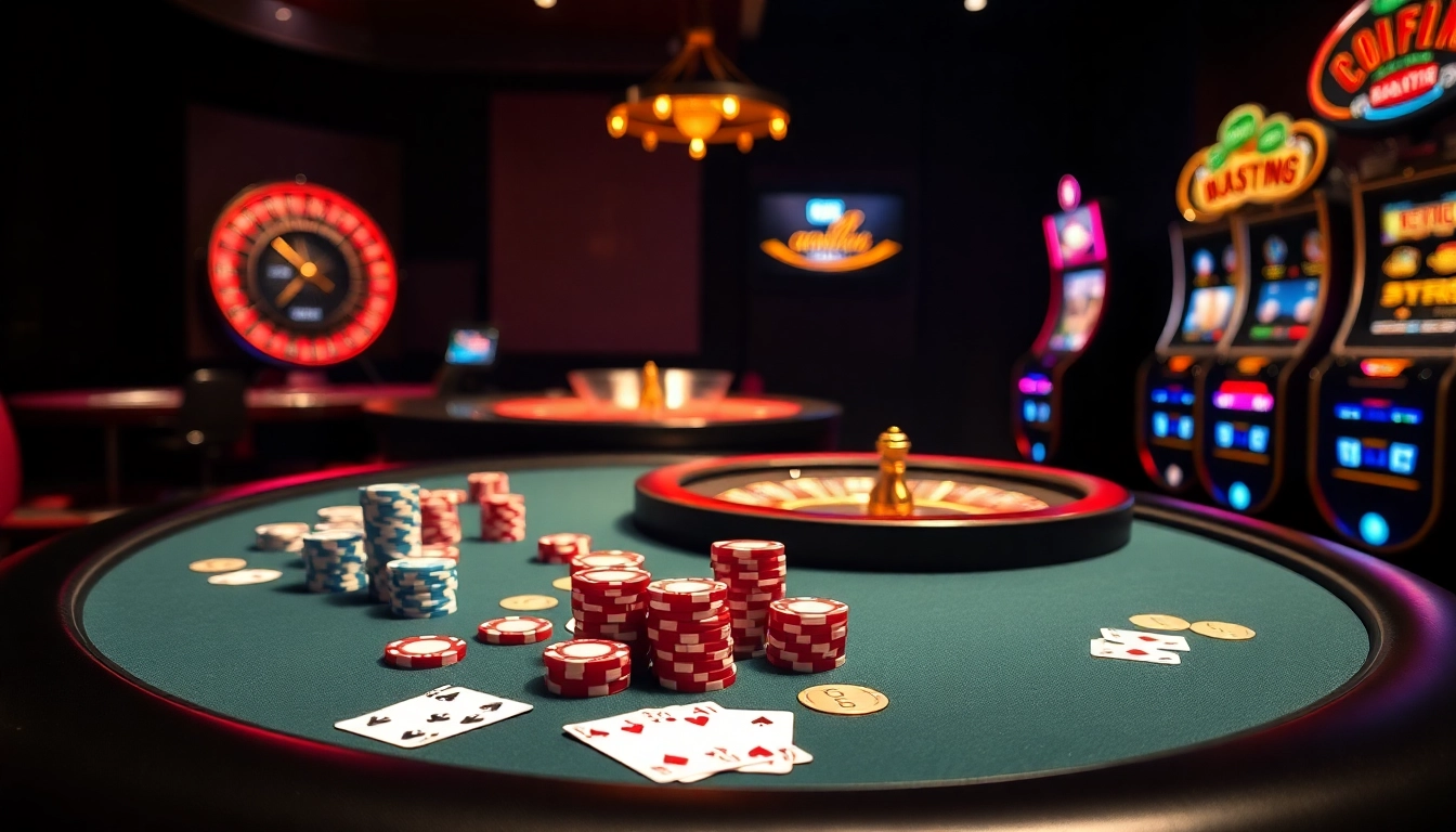 Vivez l'expérience du casino en ligne argent réel France à une table de poker luxueuse avec des jetons et des cartes vibrants.