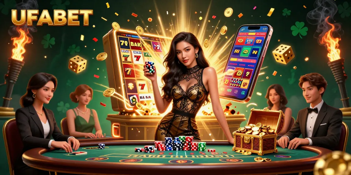 Experience thrilling gameplay at UFABET with a captivating baccarat scene and glamorous atmosphere.