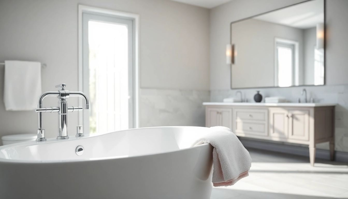 Bathroom renovation near me featuring a luxurious bathtub and modern fixtures.