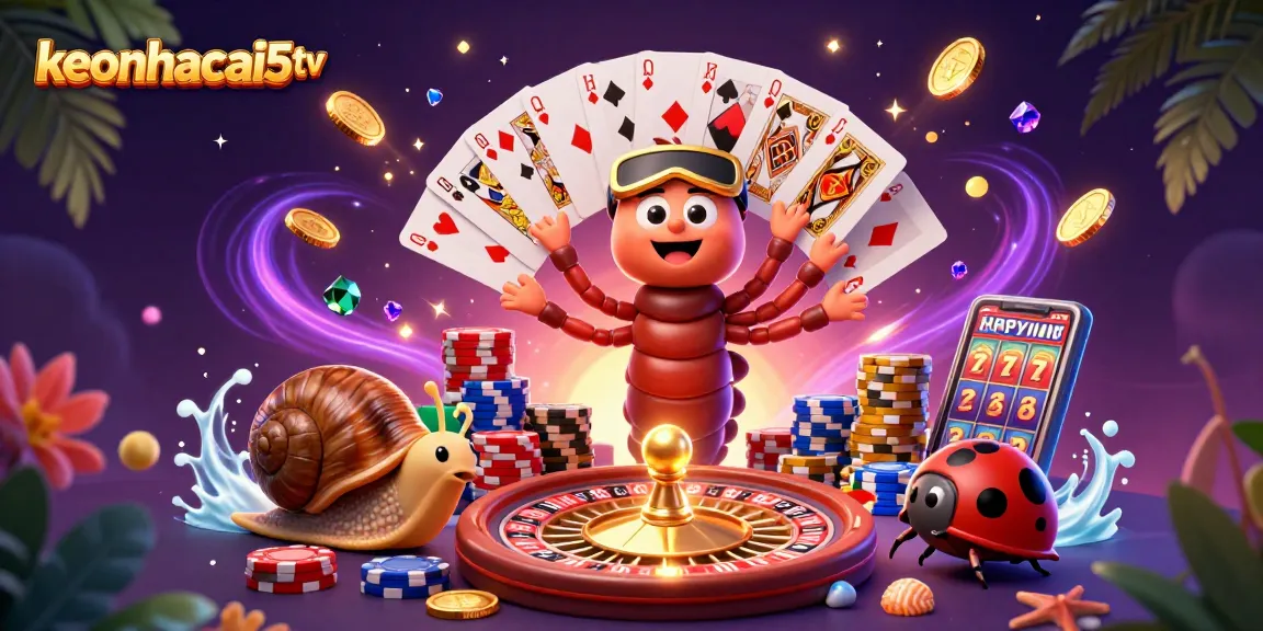 Engage with keonhacai5tv's vibrant 3D casino scene featuring dynamic gaming elements.