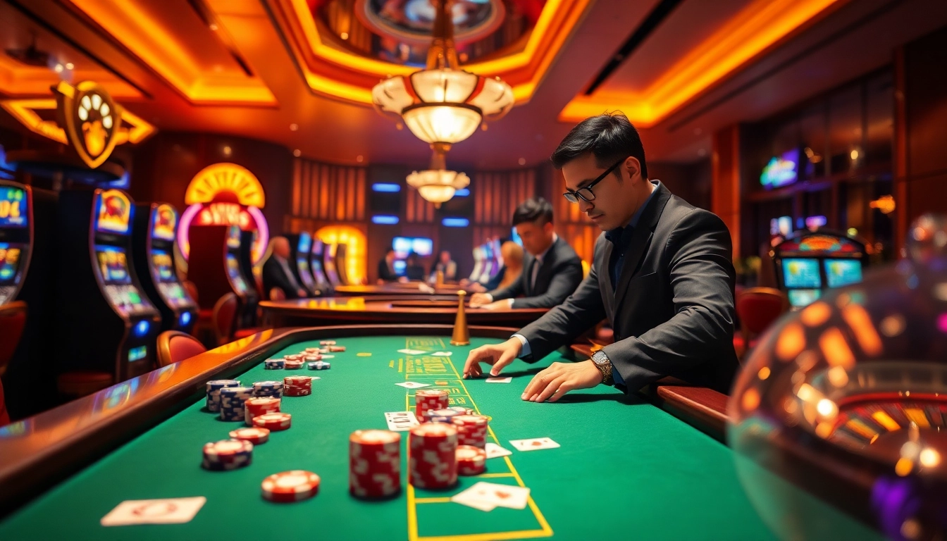 Experience the excitement of gambling at Jogoluck's vibrant digital casino with lively gameplay and colorful chips.