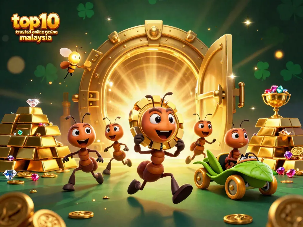 Experience the excitement of gaming with top 10 trusted online casino Malaysia through a vibrant heist illustration.