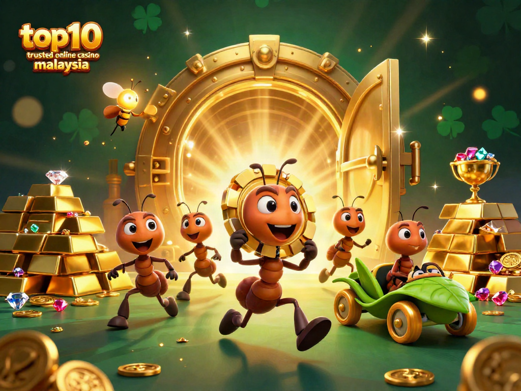 Experience the excitement of gaming with top 10 trusted online casino Malaysia through a vibrant heist illustration.