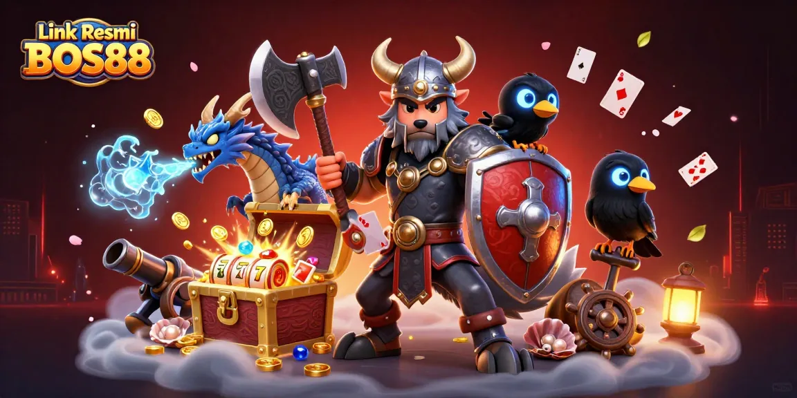 Link Resmi BOS88 menampilkan slot online dengan karakter Viking, naga, dan burung gagak yang menjadikan permainan lebih menarik.