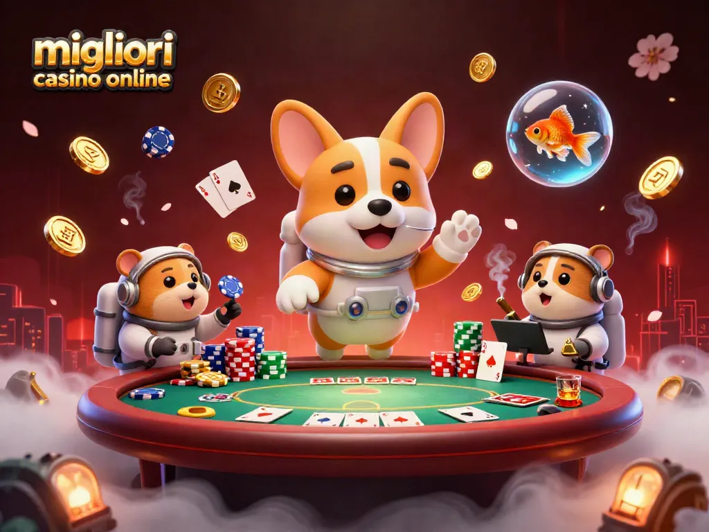 Gioca nei migliori casino online con un corgi astronauta che fluttua in un casinò spaziale.
