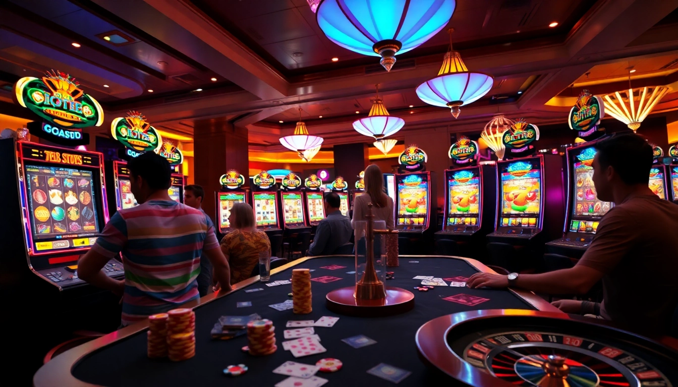 Experience excitement with PG slot games at a luxurious casino table with engaging players.