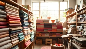 Katoen stoffen in een kleurrijke winkel, met diverse texturen en patronen.