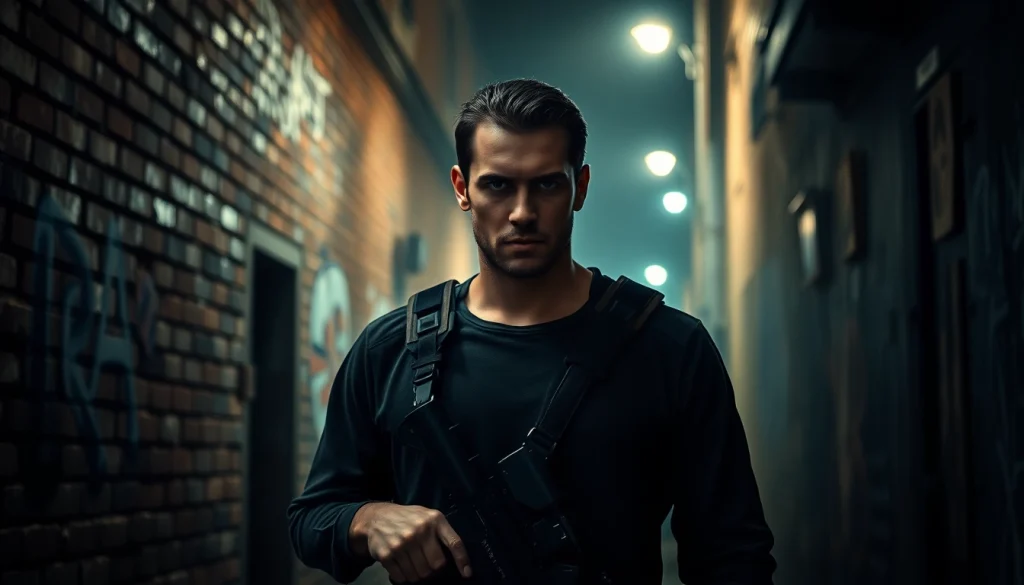 Discover characters like Jack Reacher in a thrilling urban setting, poised for action.