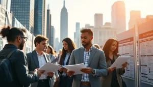 Individuals exploring new york jobs at a lively outdoor job fair in New York City.