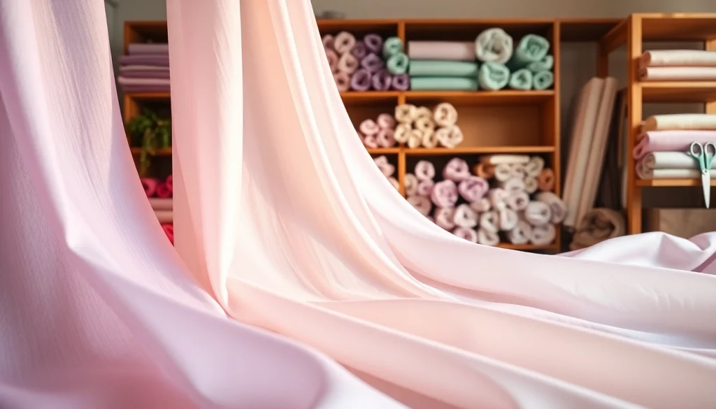 Mousseline stof tonen in een sfeervolle studio met verschillende kleuren en patronen.