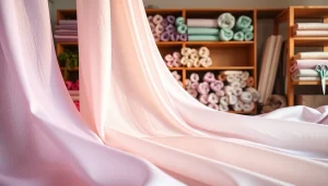 Mousseline stof tonen in een sfeervolle studio met verschillende kleuren en patronen.