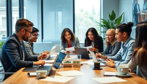 Visual representation of Proposal Writing and Management collaboration in a professional office environment.