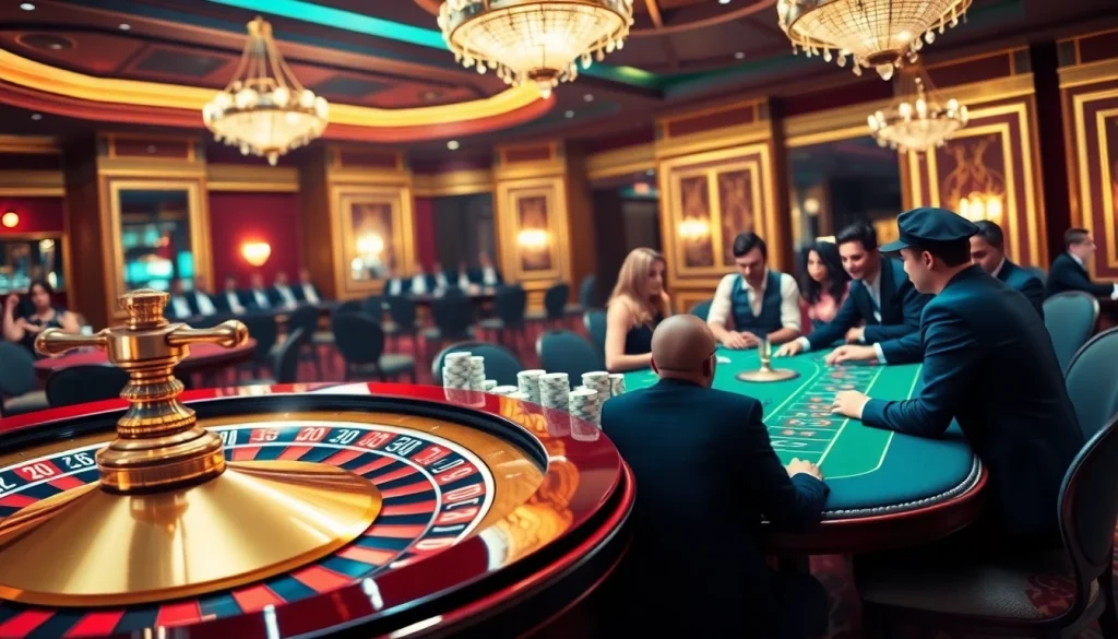 Marvelbet casino scene featuring poker chips and a spinning roulette wheel.