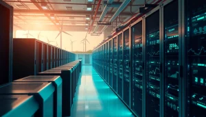 Visual of dogecoin cloud mining profit showcasing advanced technology in a state-of-the-art mining facility.