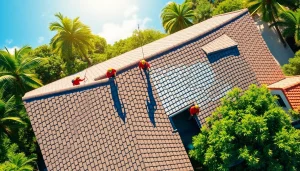 Roof cleaning service in Kissimmee, FL, showcasing professionals applying eco-friendly solutions.