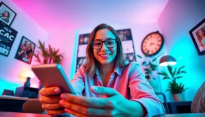 Engaging user experience with sex chat AI on digital device in a cozy workspace.