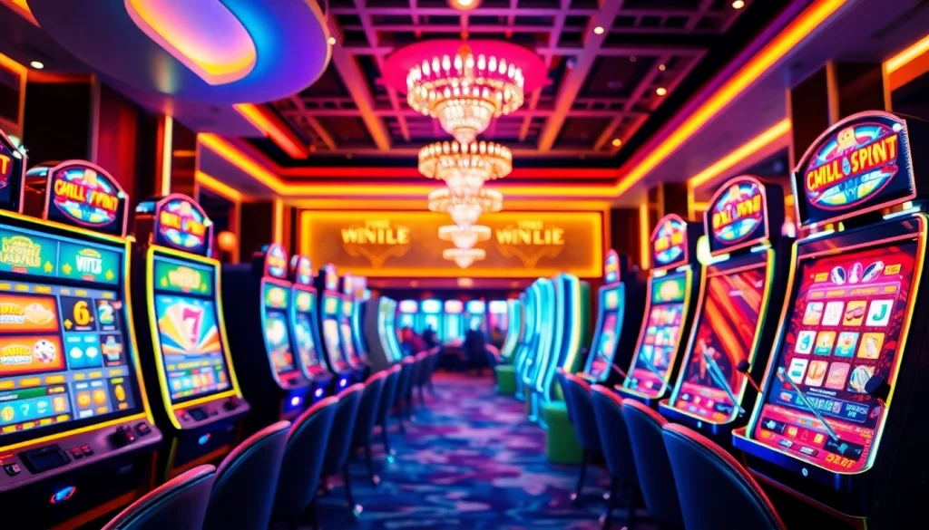 Experience the excitement of online casino Canada with vibrant gaming machines and a lively atmosphere.