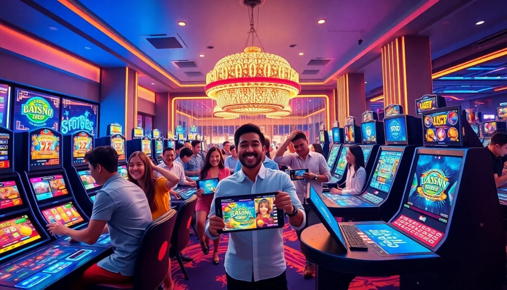 Experience the excitement of online gaming with hm88.com in a vibrant digital casino atmosphere.