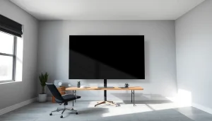 Black screen for focus and eye comfort, enhancing productivity in a minimalist workspace.