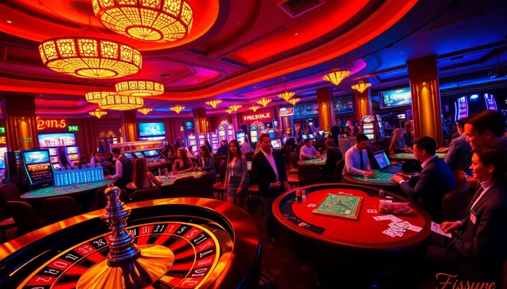 Exciting casino scene illustrating Fissure causes amidst vibrant gambling action.