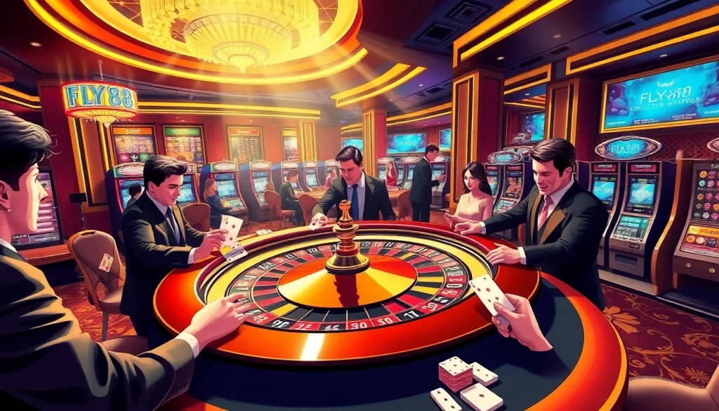 Engage with FLY 88 at a luxurious casino roulette table, where excitement meets strategy.
