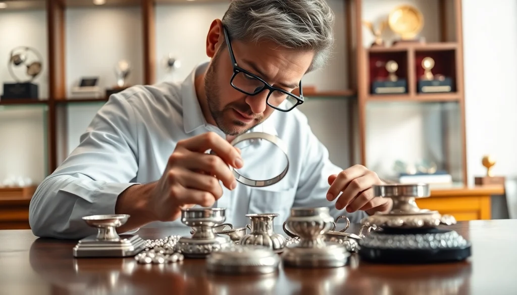 Valuta compro argento professionale con luce naturale e dettagli ben definiti.