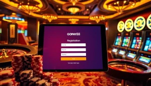 Join the thrill of Gopay88 Daftar with an engaging casino atmosphere, showcasing vibrant games and excitement.