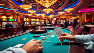 Engaging in sbobet sports betting at a luxurious casino table with vibrant chips.