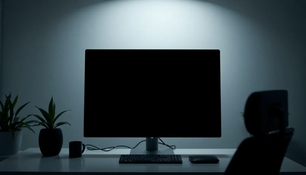 Experience tranquility with a schermo nero display in a modern workspace, promoting focus and comfort.