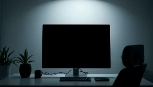 Experience tranquility with a schermo nero display in a modern workspace, promoting focus and comfort.