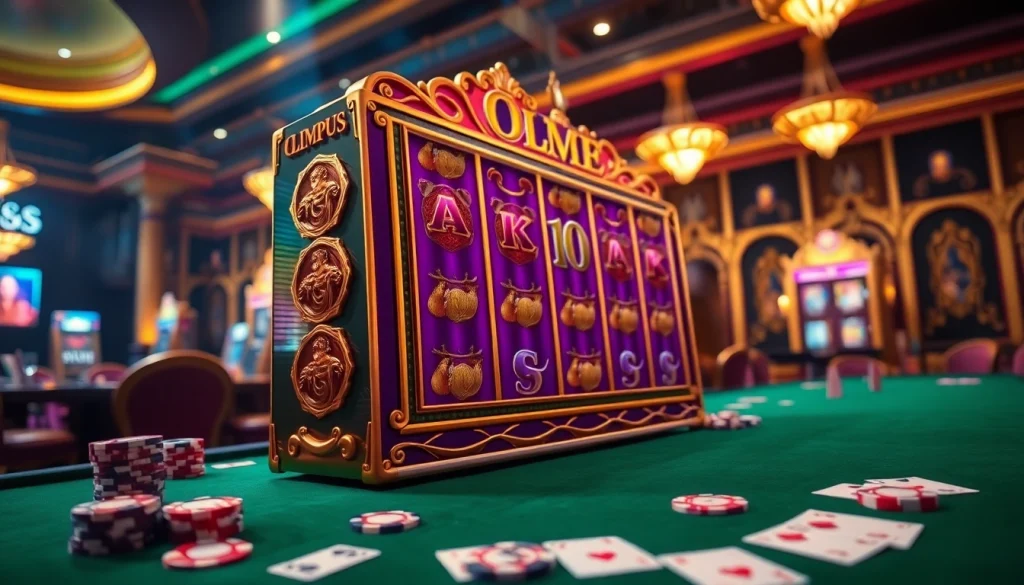Winning at the olympus slot with vibrant decor and casino excitement.