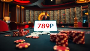 Excited players betting at a luxury casino table featuring 789P branding and vibrant gaming elements.