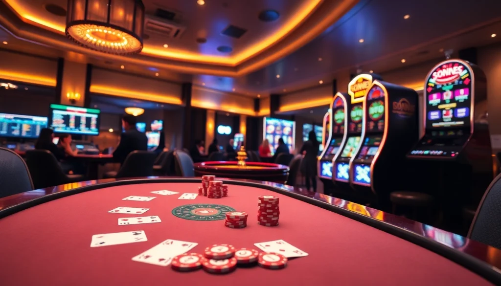 Players engaging in exciting games at a cutting-edge casino interface showcasing link alternatif sbobet.