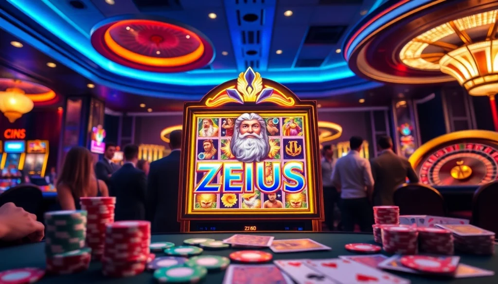 Rasakan sensasi mesin slot Zeus, menampilkan elemen kasino yang hidup dan gameplay yang seru.