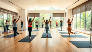 活気あるピラティススタジオで、ピラティス おすすめを実践する多様な人々の様子。