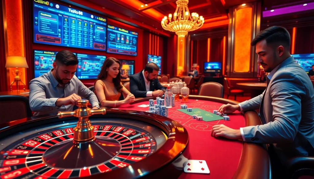 Experience the thrill of gambling at hello88 with vibrant casino tables, exciting games, and professional players.