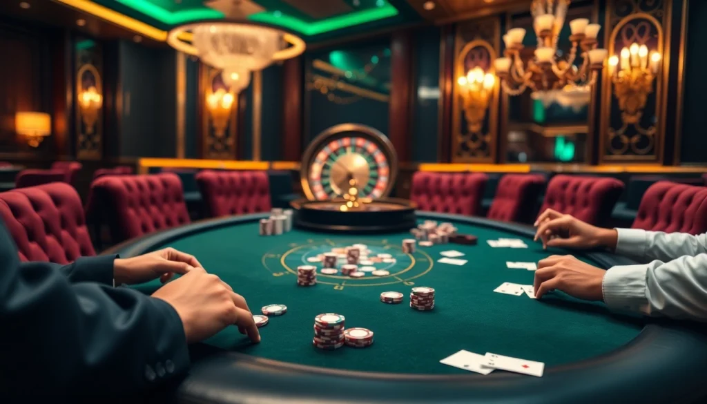 Experience the thrill of gambling at good88 with a high-stakes poker table and luxury ambiance.